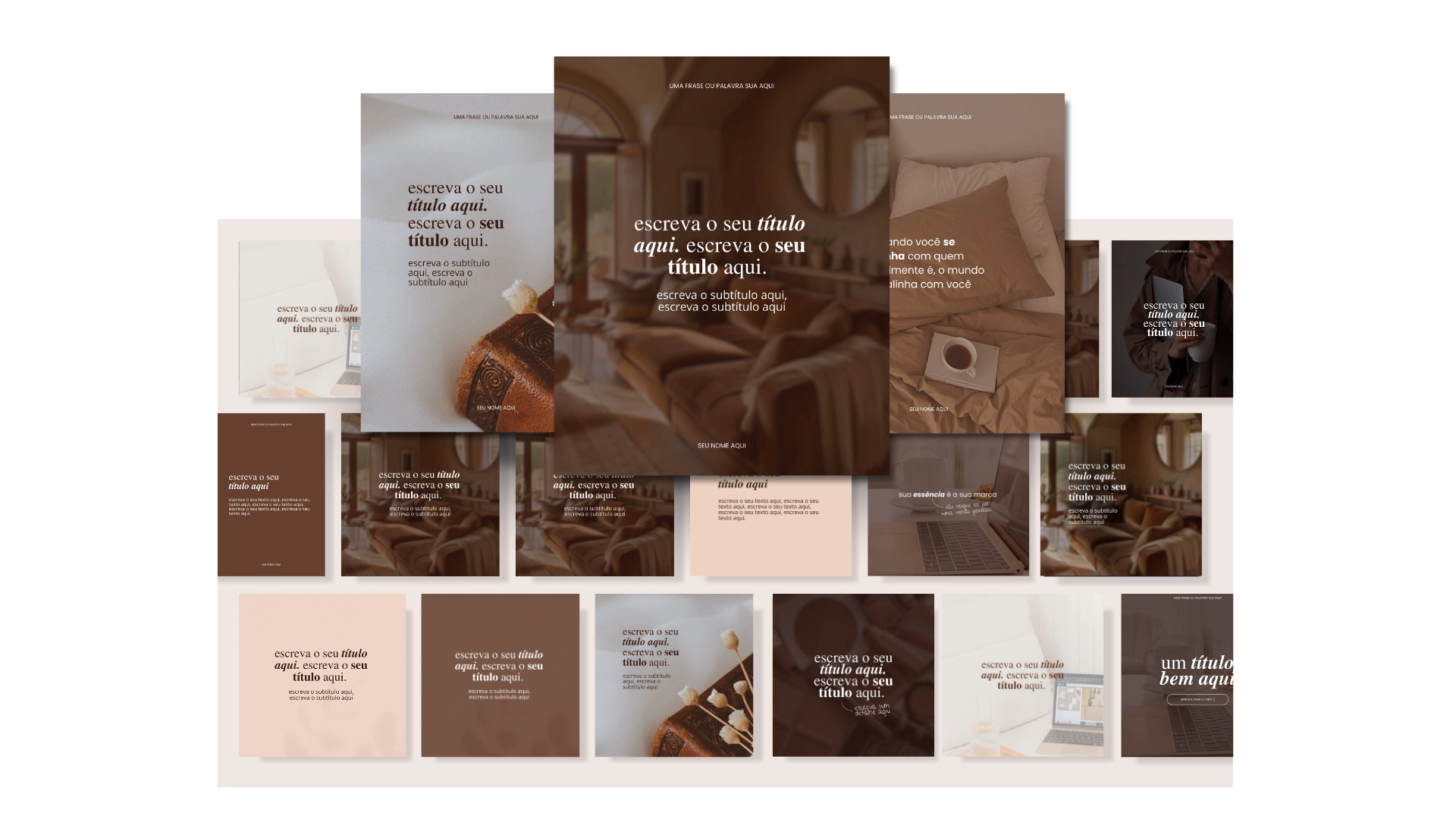 Prévia do Pack Moca: templates editáveis no Canva para Instagram